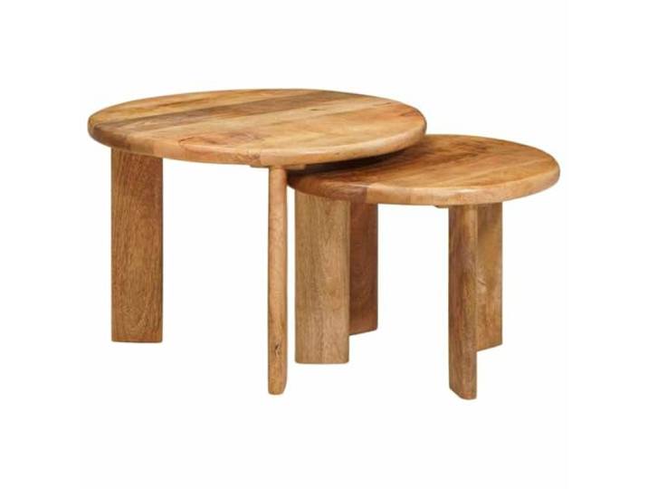 GHVBNMF Couchtisch 2er Set Nesting Beistelltisch Massivholz Mango Braun Platzsparende Satztische aus echtem Holz bringen flexible Ablagefläche und Wärme in Ihr Wohnzimmer oder Schlafzimmer.