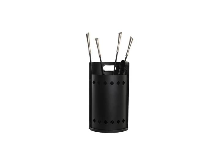 Ensemble de 4 accessoires de cheminée en acier noir 11x2x62 cm