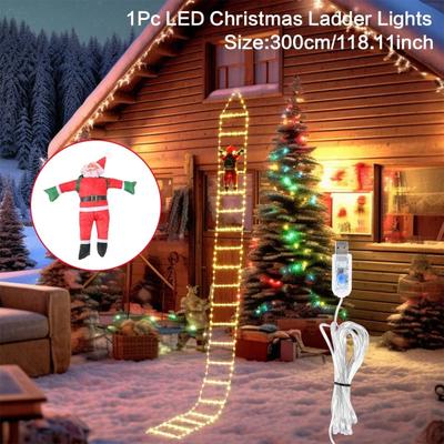 Uplifted Finds Santa Claus Climbing Ladder Christmas Decoration With Warm Lights For Indoor And Outdoor Holiday Display warm White
