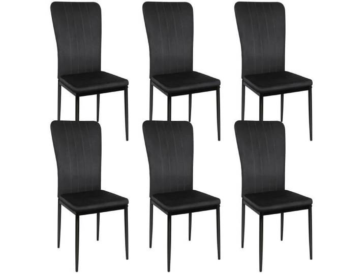Lot de 6 chaises de salle à manger en tissu velours noir - Viyiduo - Résistance statique 120kg