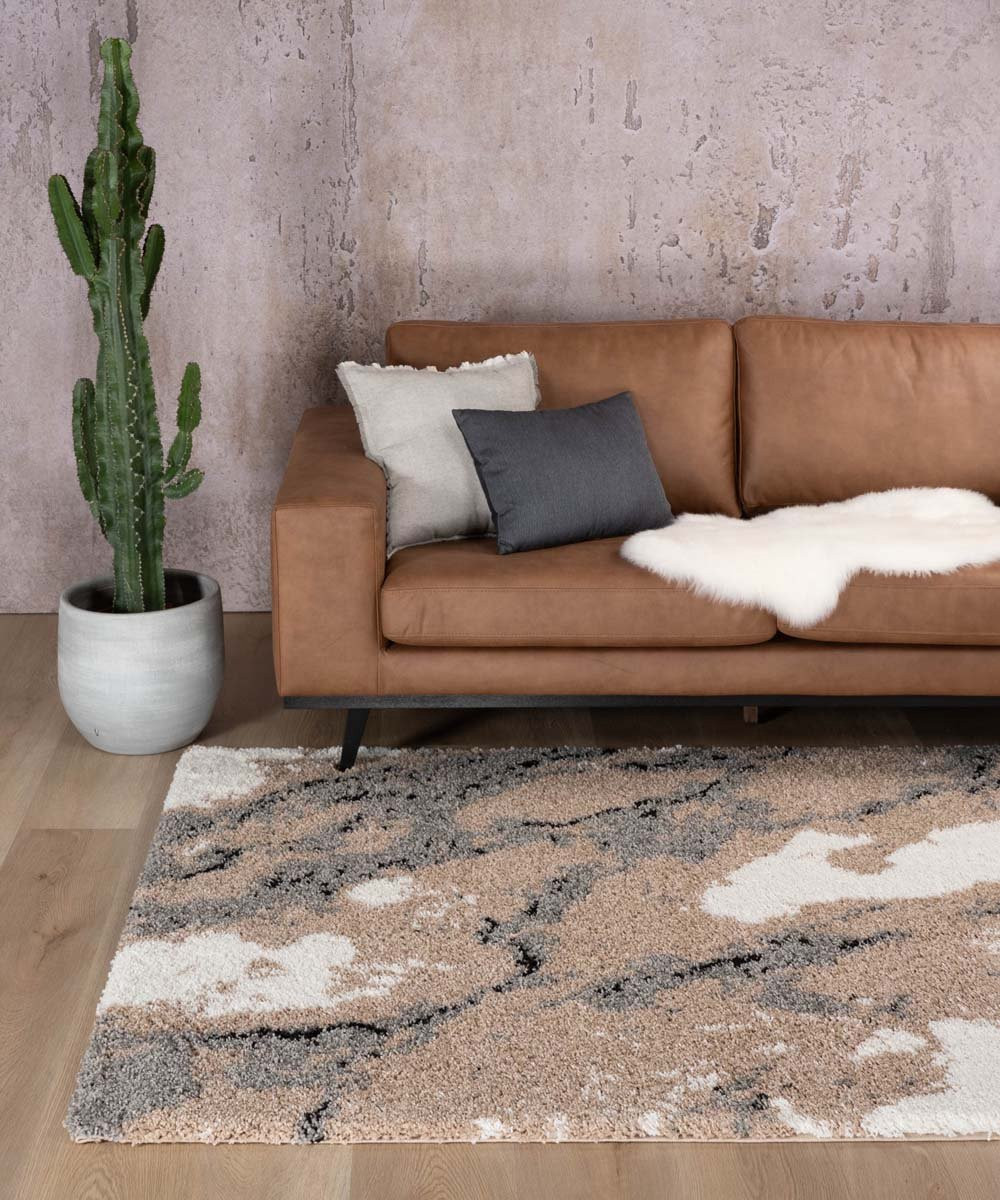 Boho&me Vloerkleed Marble Artisan beige stone look 60 x 110 cm