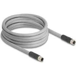 Delock M12 Kabel L-kodiert 5 Pin Stecker zu Buchse PUR schle, Elektronikkabel + Stecker, Grau