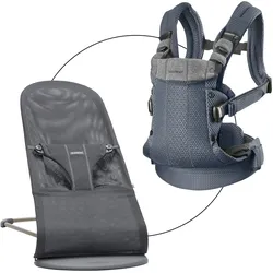 BabyBjörn Bundle Babywippe Bliss Mesh & Babytrage Harmony 3D, grau