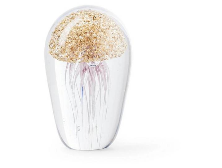 Briefbeschwerer Jellyfish in Glas Gold H: 12 cm Abhika