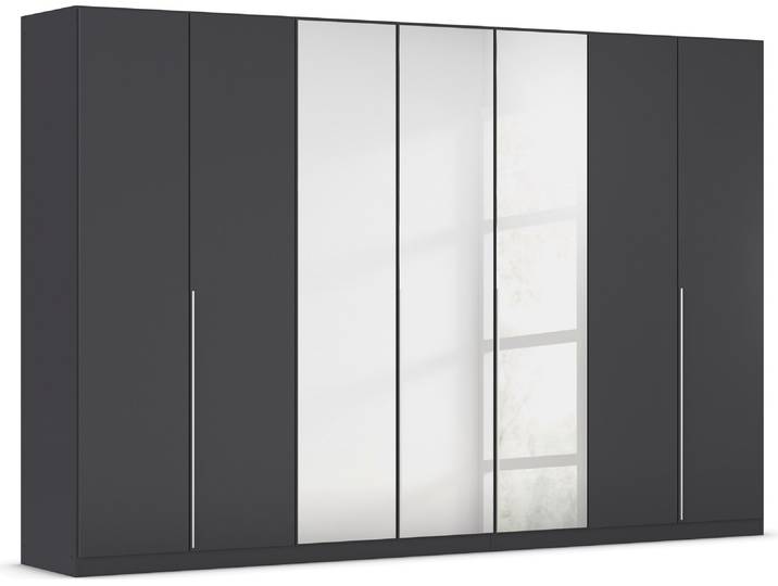 Drehtürenschrank, Holzwerkstoff, Graumetallic, 315×210×54 cm, Mit Spiegeltüren & Variablen Einlegeböden, Modern, Rauch
