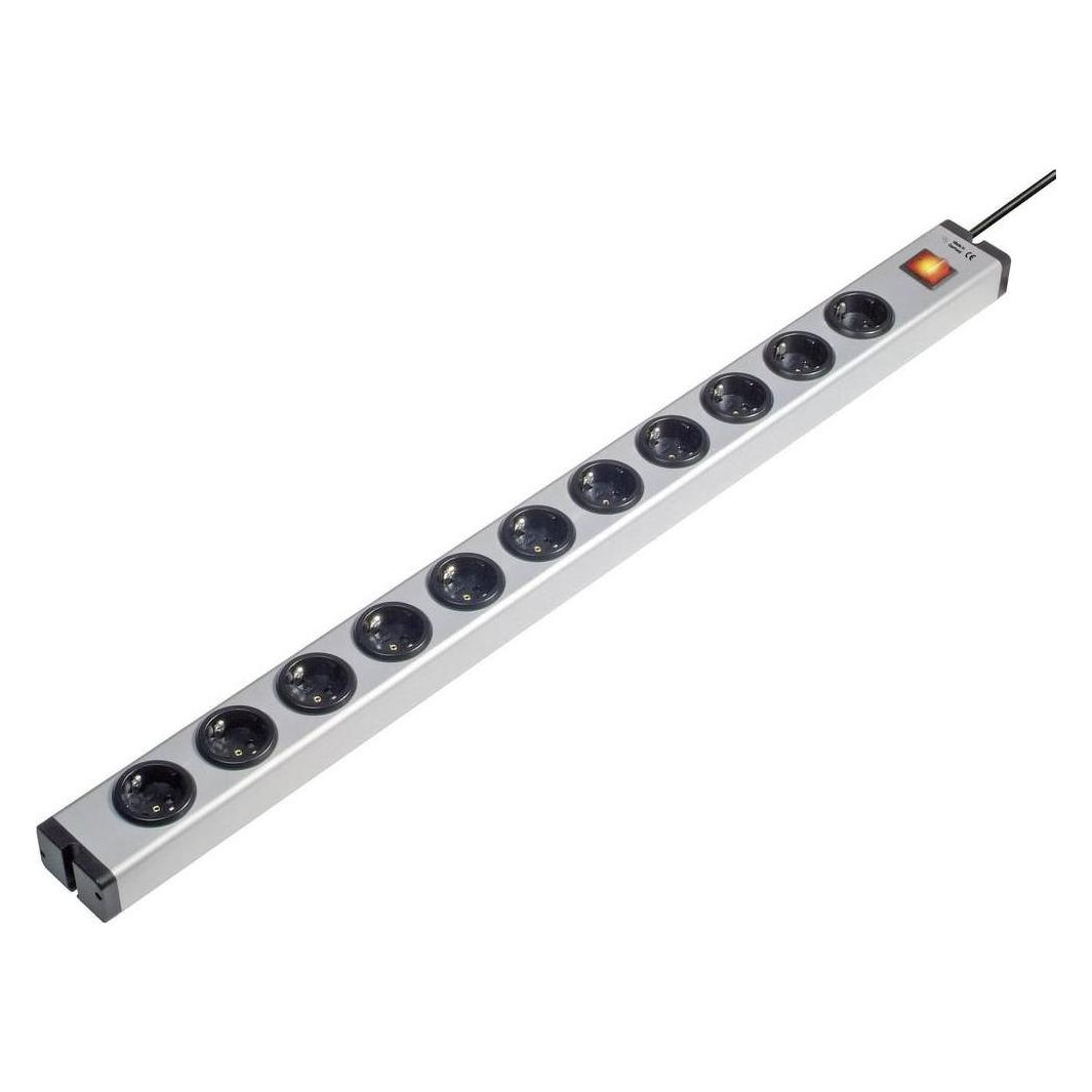 Ehmann 0601x00112031 Steckdosenleiste mit Schalter 11fach Aluminium Schutzkontakt 1St. (11x, CEE 7/3, 1.50 m) (0601x00112031)