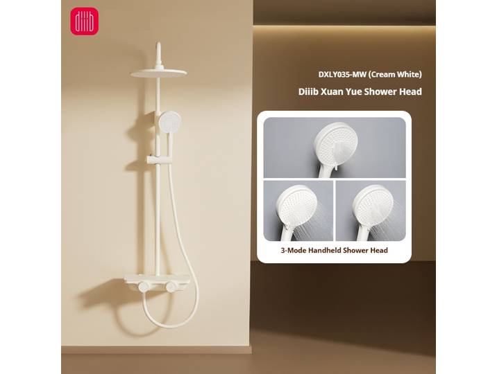 Diiib lait blanc/gris pistolet salle de bain système de douche ensemble grand support de rangement robinet mitigeur bain robinet eau chaude froide démarrage intelligent