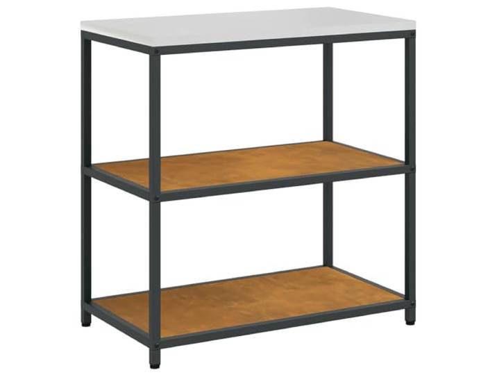 Favemtsl Küchenaufbewahrung HATTEM Stahl Outdoor 90x50x92 cm Rostig Robuste Etagere aus Stahl für Garten, Terrasse und Küche mit viel Stauraum auf zwei Ebenen im modernen Rost-Look.