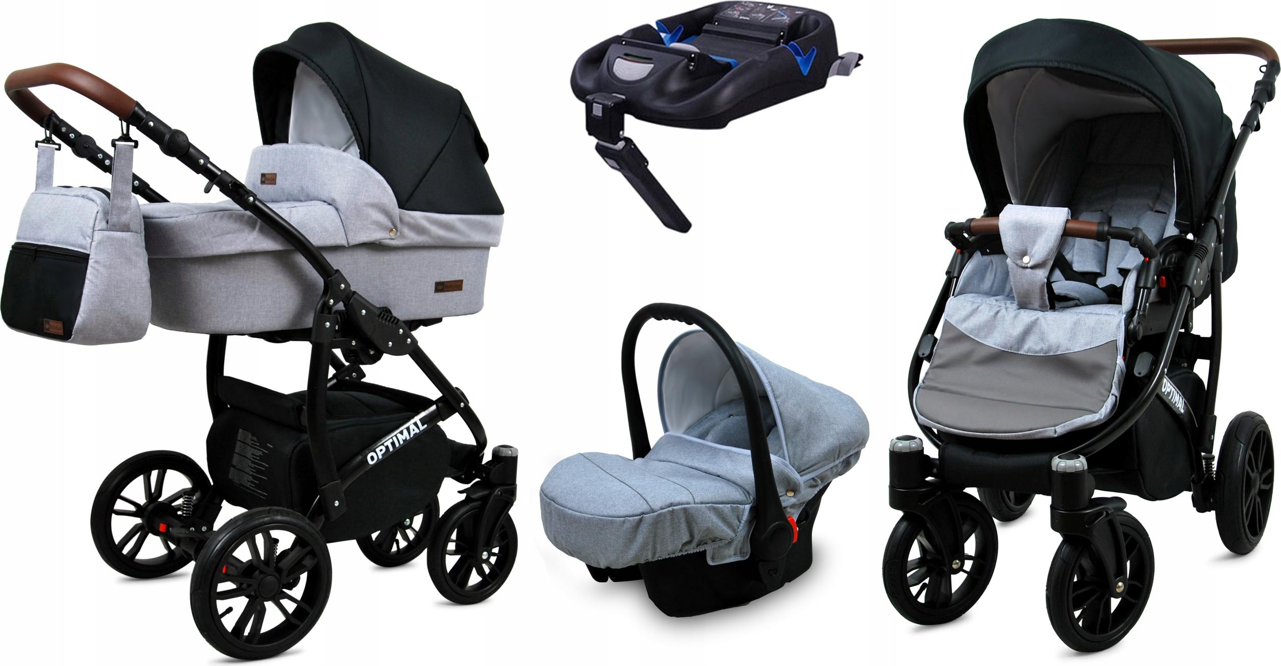 BabyLux Optimal | 4in1 Kinderwagen Set | Silver Flex Black | Kombikinderwagen | Kinderwagenset