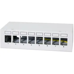 LogiLink Patch Panel 8 Port mit 8 Cat.6A Keystone Modulen, Server Zubehör, Grau