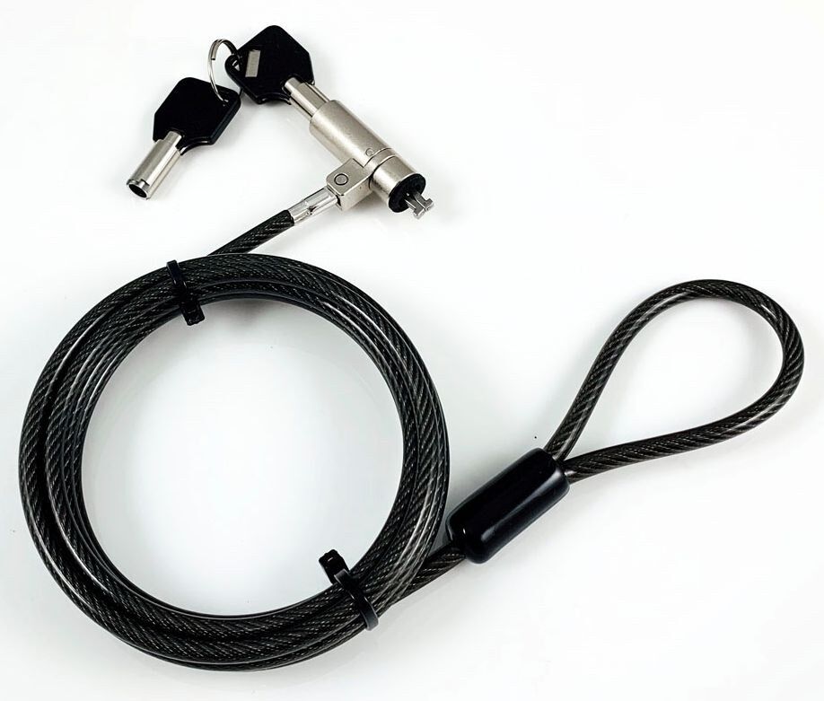 eSTUFF Security Cable Lock 4.5 mm x 1.8 m Carbon Steel, Black - Nano Slot, Keys