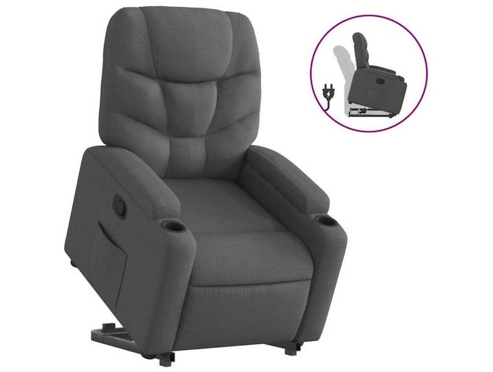 furnicato Massagesessel Relaxsessel mit Aufstehhilfe 74x89x100 cm Dunkelgrau (1-St), Elektrischer Ruhesessel mit Becherhaltern und Seitentasche