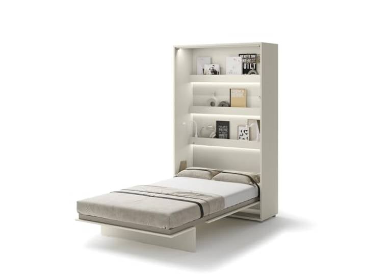 MEBLINI Schrankbett Bed Concept - Wandbett mit Lattenrost - Klappbett mit Schrank - Wandklappbett - Murphy Bed - Bettschrank - BC-02-120x200cm Vertikal - Kaschmir