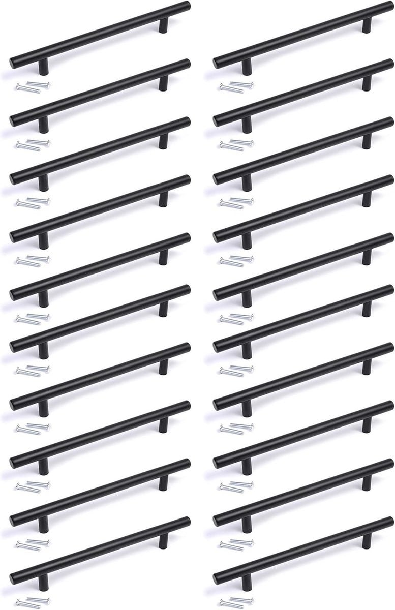 Zwarte T-bar Handgrepen voor Keuken en Meubels - 64mm Betonafmeting
