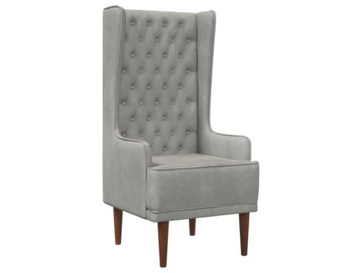 Todiikf Hochlehner Samt Sessel Chesterfield Lesesessel Hellgrau Eleganter Polstersessel mit hoher Rückenlehne und Kautschukholz Beinen für Entspannung im Schlafzimmer und Wohnzimmer.