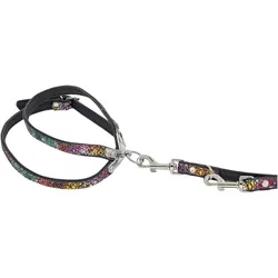 Barry King Szelki dla psa skórzane kwiaty, L-XL, 16mm/55cm (Hund), Halsband + Leine