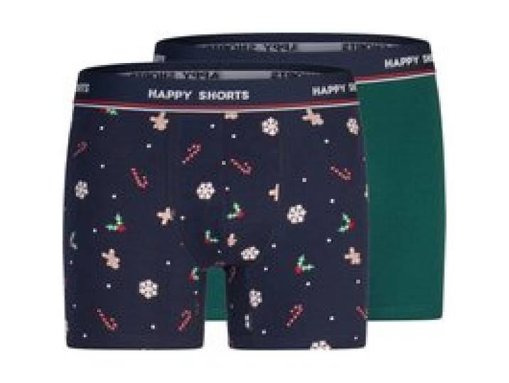 HAPPY SHORTS Lot de 2 caleçons boxeurs homme (vert/bleu foncé, XL)