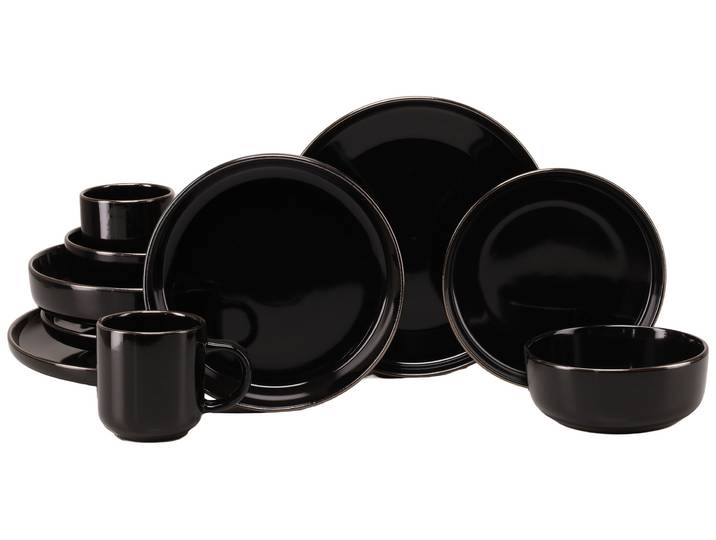 Kombiservice CREATABLE Nordic Festive, Service 10-tlg. , schwarz, 10, Steinzeug, Geschirr-Sets, Kombiservice, Minimalistisches Design, Dezente goldene Akzente
