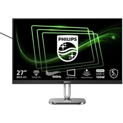 Philips 27B2G5601/00 Monitor 68,58cm 27Zoll 2560x1440 100Hz 2xHDMI DP USB dark gray (2560 x 1440 Pixel, 27"), Monitor, Schwarz