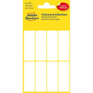 Zweckform Vielzwecketiketten 3079, weiß, 50 x 19mm, 6 Blatt, 48 Stück