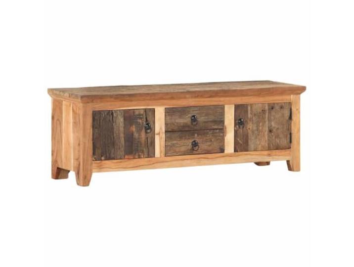 GKMBCVDFR TV-Schrank 120x30x40 cm Akazie und Recyceltes Massivholz 2 Fächer, 2 Schubladen, rustikaler Stil, recyceltes Holz, einzigartige Maserung