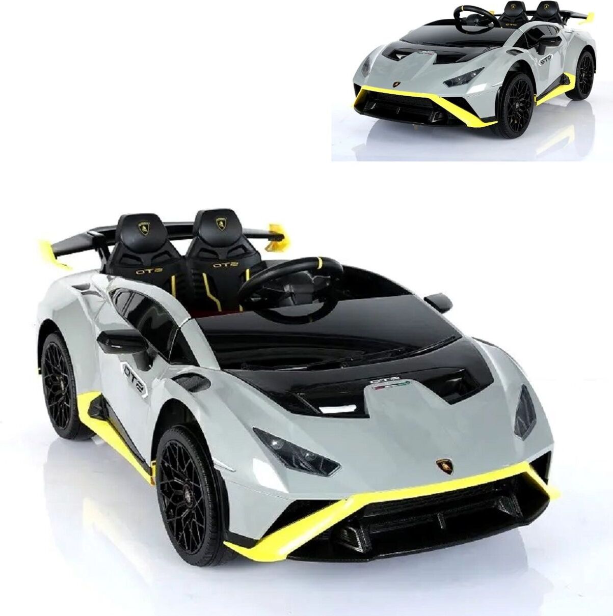 ES-Toys Kinder Elektroauto Lamborghini Huracan STO Drift Fernbedienung MP3 USB grau