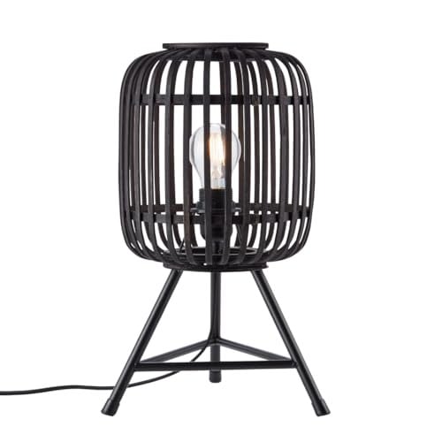 Brilliant Woodrow tafellamp zwart en bruin met hout en metaal, E27