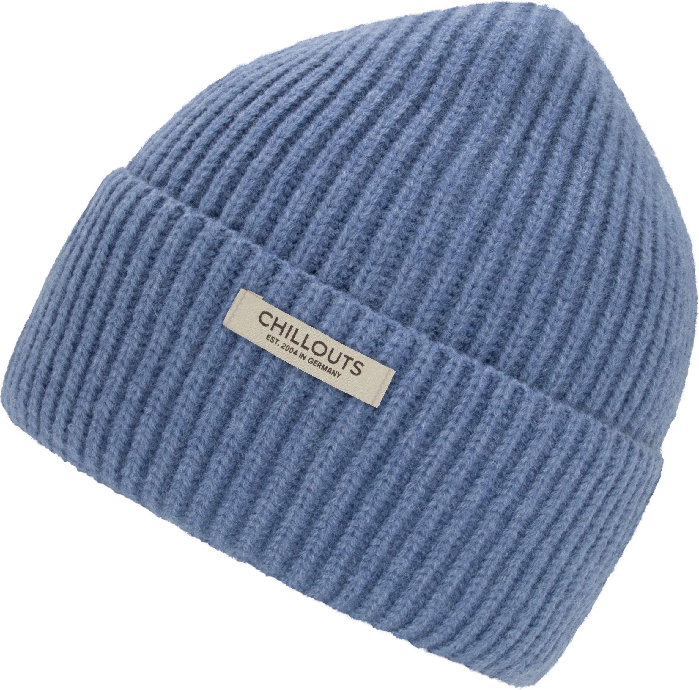 Beanie CHILLOUTS "Aiko Hat", blau, Strick, Obermaterial: 100% Polyester, Mützen Beanie, Unisex Rippstrick-Beanie für kühle Tage blau Einheitsgröße