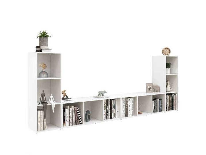 ABBO-SALE*Cabinets TV - Armoire de téléviseur - 4 pcs Blanc 107 x 35 x 37cm - Bois d'ingénierie SOL987631