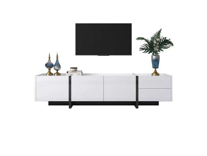 Sweiko Lowboard (Hochglanz-TV-Schrank mit Schubladen und Türen), Breite 190cm