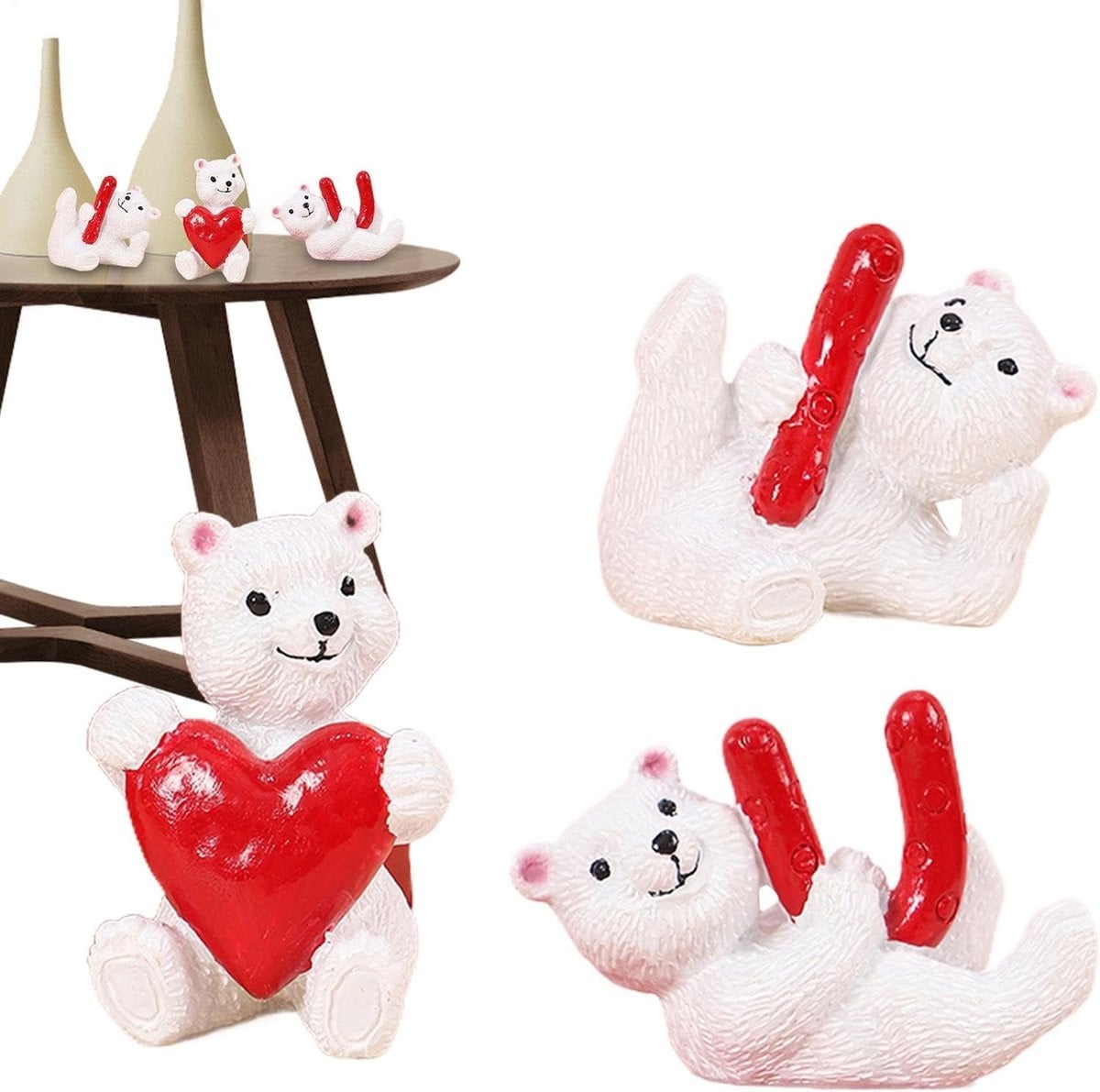 Uniek Beer Beeldje Decoratief Ornament voor een Romantische Sfeer