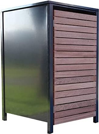 1 Premium Tailor-Mülltonnenbox für 240 Liter Tonne Anthrazit / Front-Edelholz