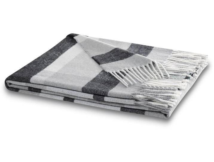Plaid BIEDERLACK Harmony , grau, B:130cm L:170cm, Baumwolle, Polyacryl, Wohndecken, Plaid, im modernen Karo-Look, mit Fransen