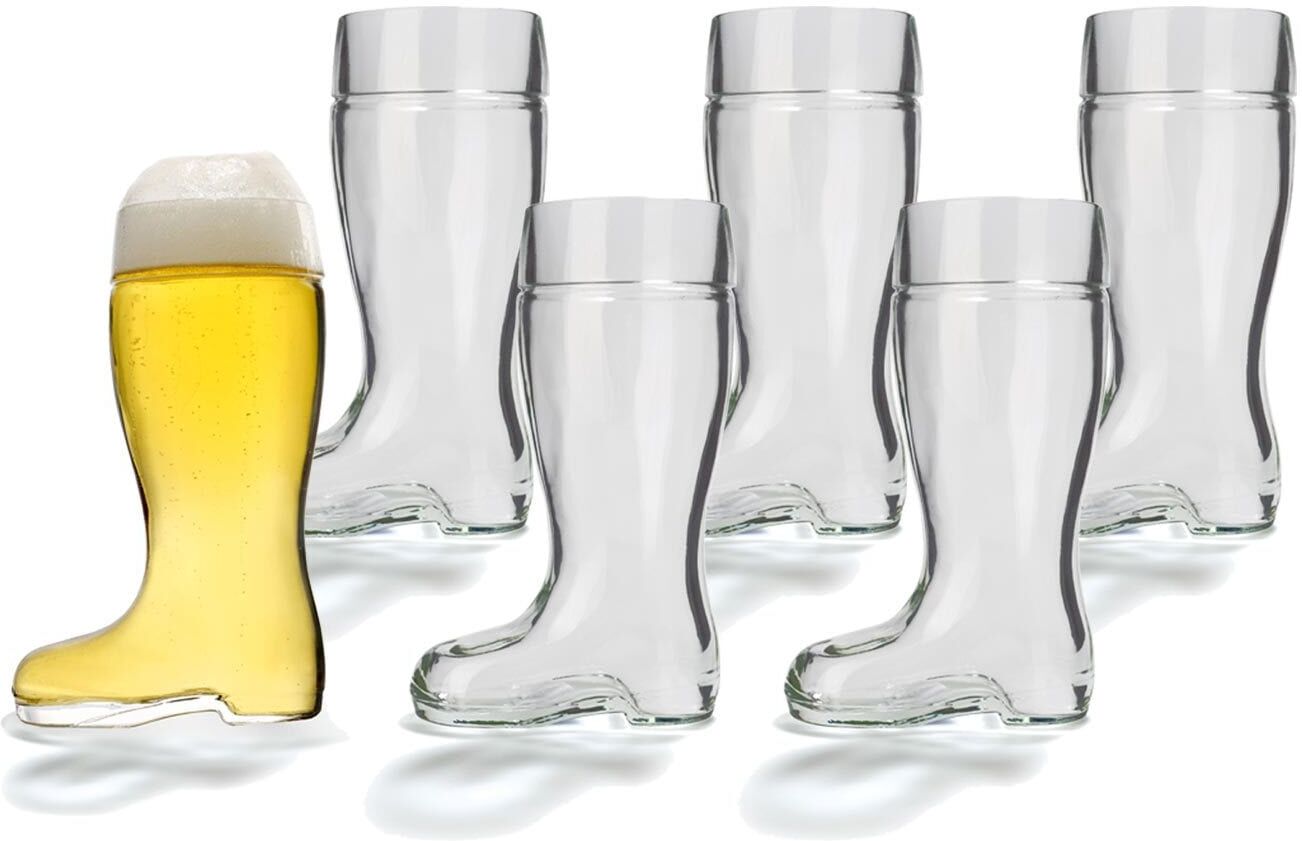 Bierglas STÖLZLE "Biergläser Stiefel 250 ml 6er Set transparent", bunt (transparent), Glas, Trinkgefäße, Bierglas