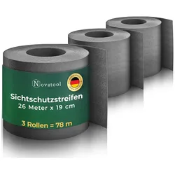 Novatool Premium PP 78m Zaunsichtschutzrollen Anthrazit für Doppelstabmattenzaun für 30 Reihen Sichtschutzstreifen Zaun Gittermattenzaun Sichtschutzstreifen langlebig & witterungsbeständig
