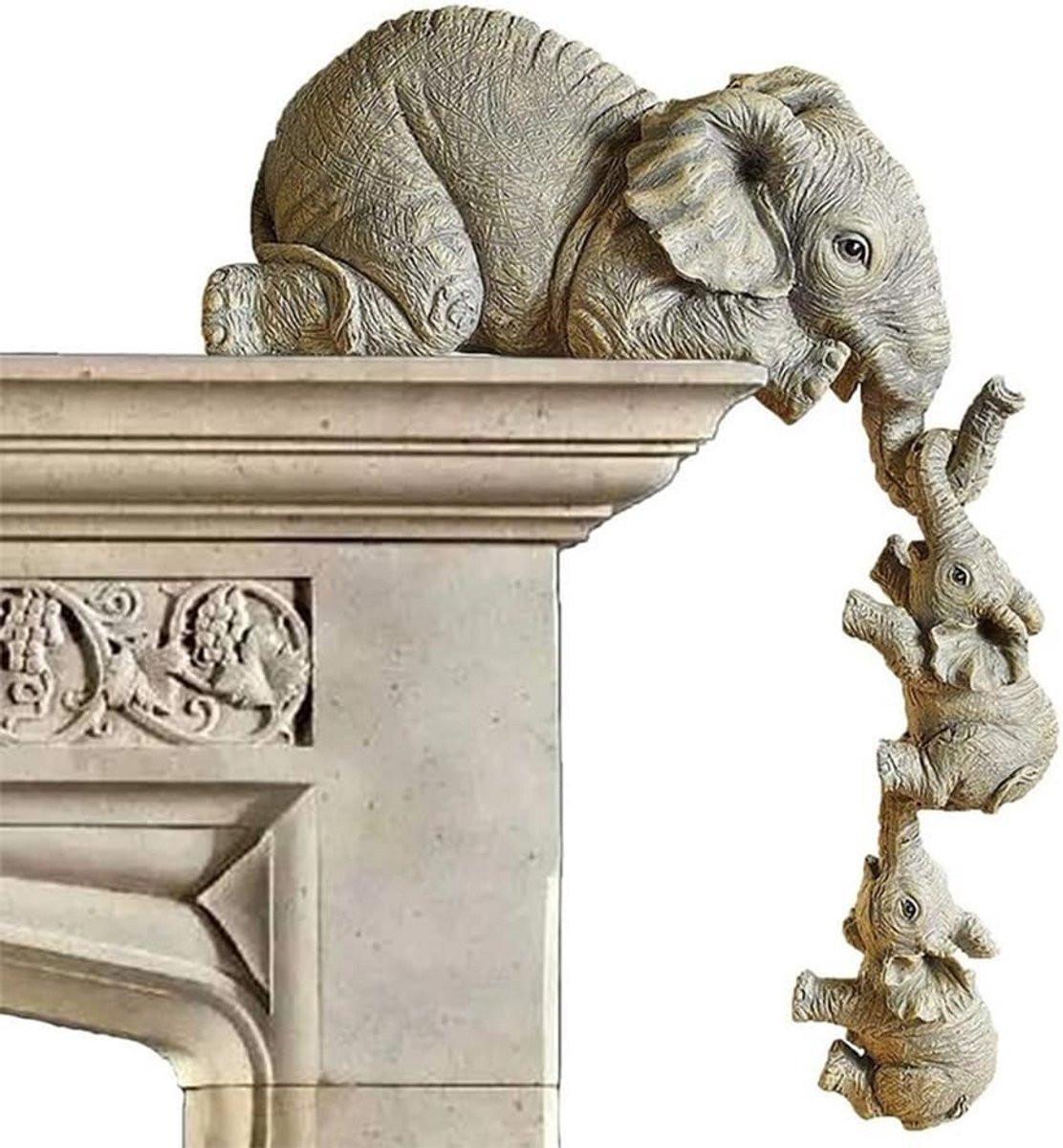 Set van 3 handgeschilderde hangende olifanten figuren voor planken