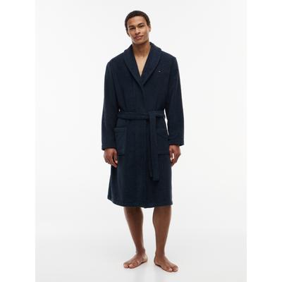 Bademantel Gr. XL, blau (navy), XL (54), Baumwoll-Webfrottier, TOMMY HILFIGER UNDERWEAR, Hausmäntel, Bademantel, mit aufgesetzten Taschen