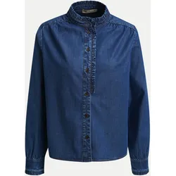 Jeansbluse mit Rüschen Blau L