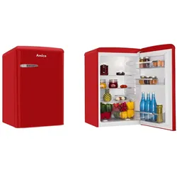 Amica VKS 15620-1 R kompakter Vollraum-Kühlschrank im roten Retro-Design EEK E