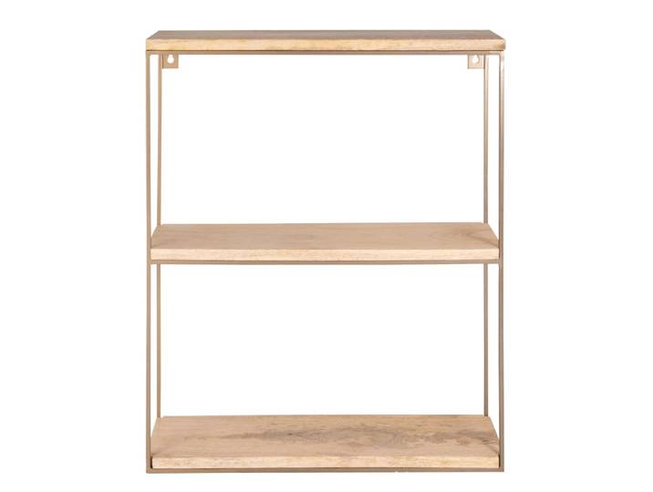 Etagère en manguier et fer forgé doré