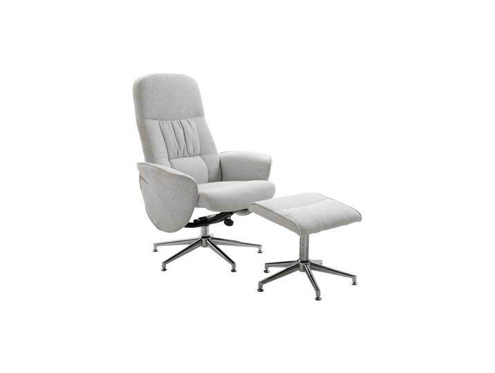 Design Relaxsessel „Rolf“ mit Fusshocker Stoffbezug Greige VE DESIGN