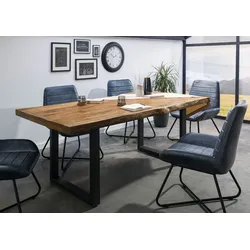 Baumtisch Mango 180x90x77 natur lackiert / U-Beine anthrazit matt FREEFORM 5