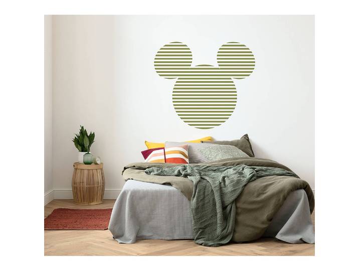 home24 Fotobehang Mickey Head Stripes Ø 125cm meerdere kleuren