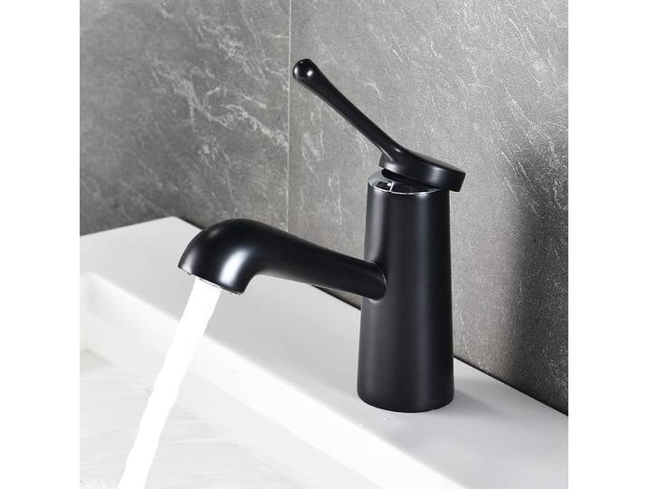 Robinets de lavabo robinet de salle de bains noir moderne robinets de tuyau monotrou robinet d'eau froide et chaude robinet de lavabo robinets mélangeurs 855872