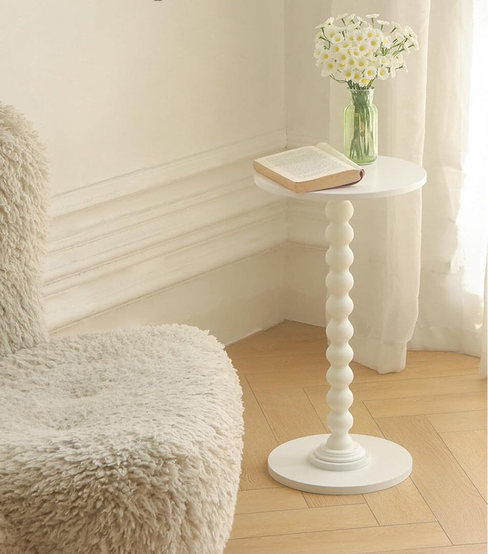 Langley Street Modern Accent Table Martini Table with Solid Wood Leg Round End Tables Side Table White 54.86cm H X 29.97cm W X 29.97cm D
