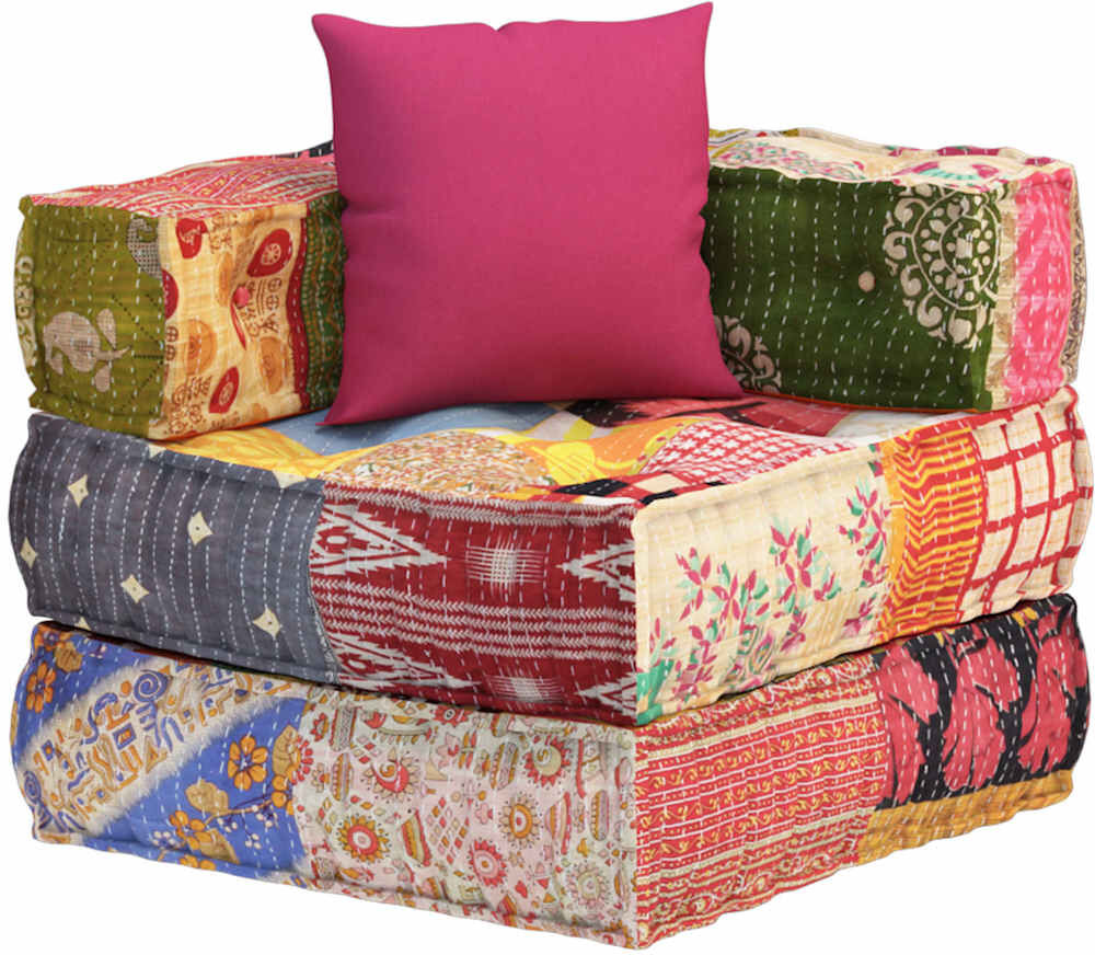 vidaXL Pouf modulaire avec oreiller Patchwork Tissu