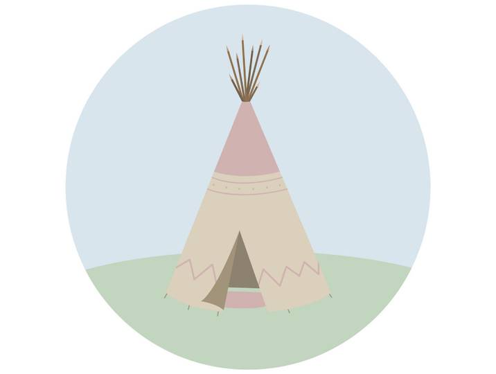 Babywanddeko Haus der Indianer, Beige, Metall, 3 cm, Babymöbel, Kinderzimmer-Deko, Babyzimmer Wanddeko