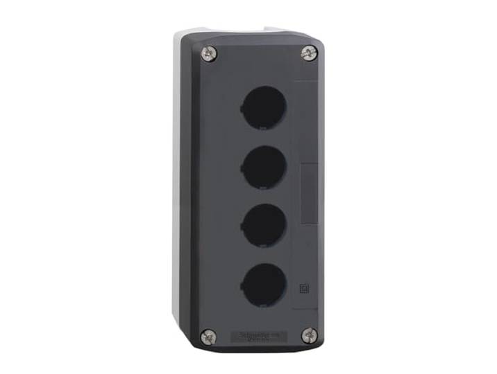 Schneider Electric - Harmony XAL - boite 4 trous Ø22 - couvercle gris foncé - fond gris clair - XALD04