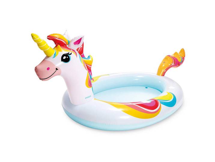 Planschbecken Einhornform, Mehrfarbig, Kunststoff, 132x254 cm, Freizeit & Co, Pools & Wasserspaß, Planschbecken