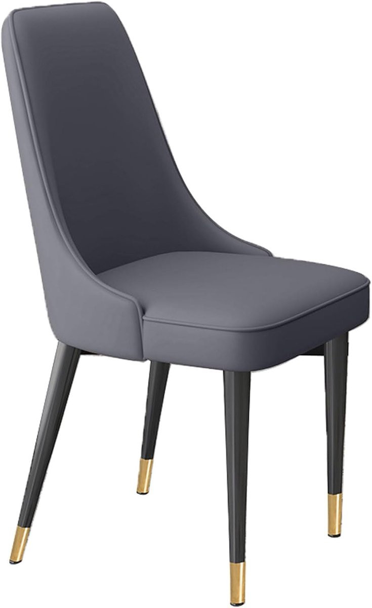 Donkergrijze gestoffeerde eetkamerstoelen met gebogen rugleuning